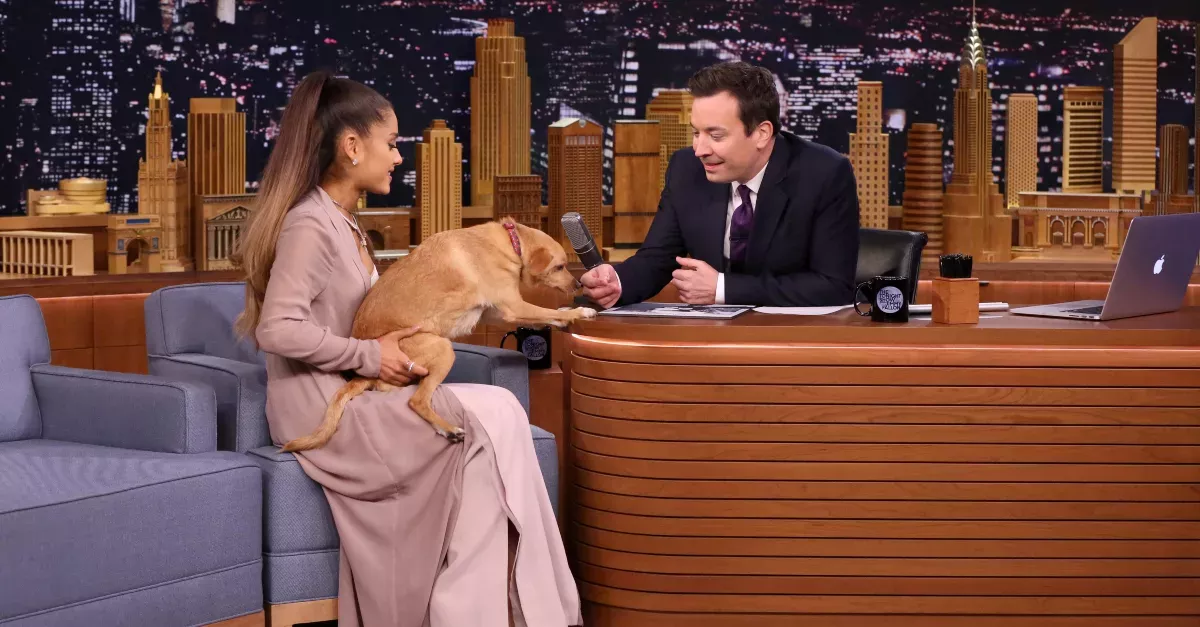 Airana Grande w/ Her Dog On The Tonight Show w/ Jimmy Fallon