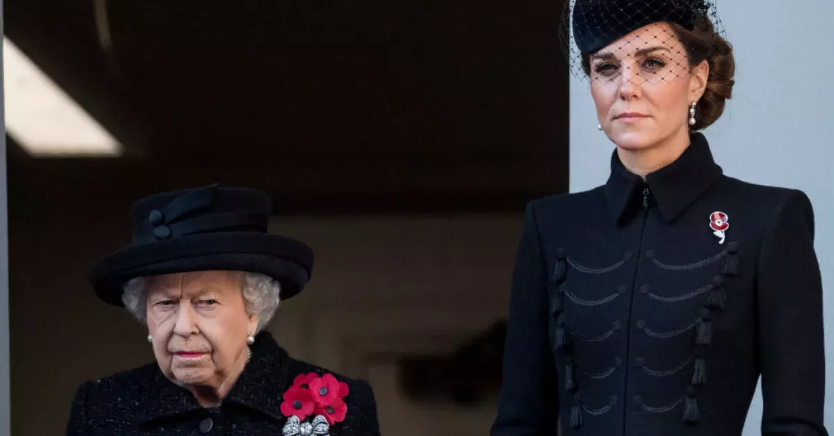 Kate Middleton Dressed In All Black Alongside The Queen