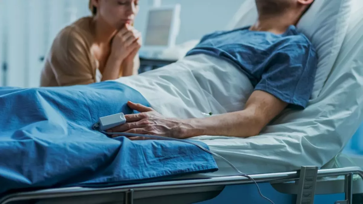 Comatose man in a hospital