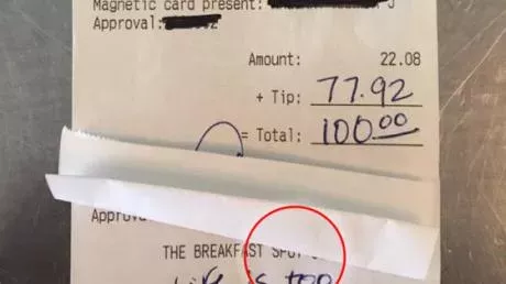 A generous tip with a powerful message!