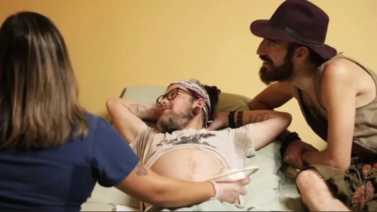 This man gave birth to his first child naturally 