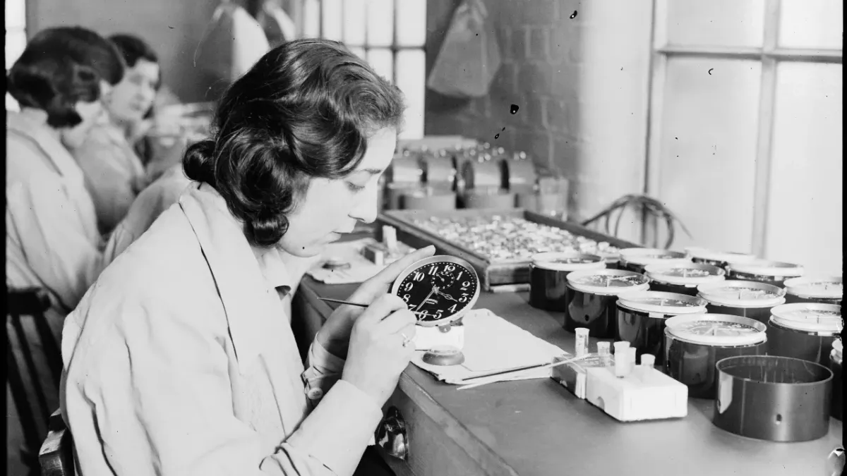 Women working in a clock factory