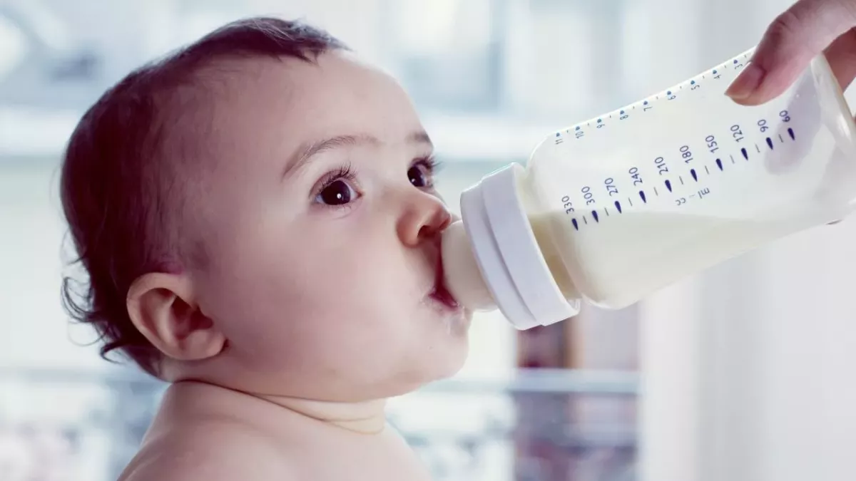 Baby drinking formula