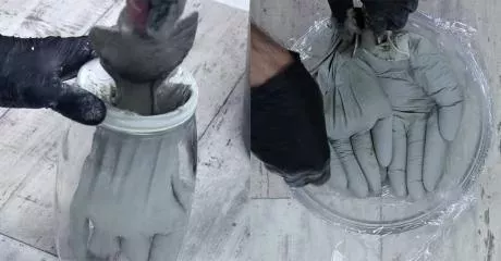 All you need are latex gloves and cement to replicate this genius DIY garden decoration.