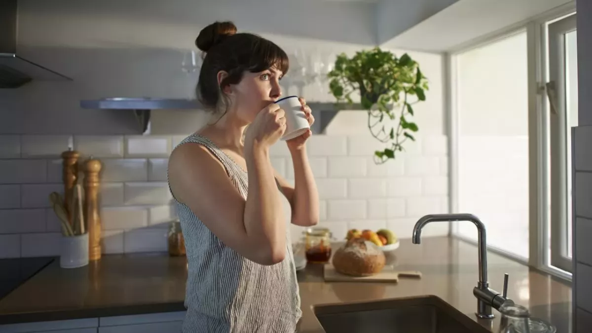 Woman drinking coffee
