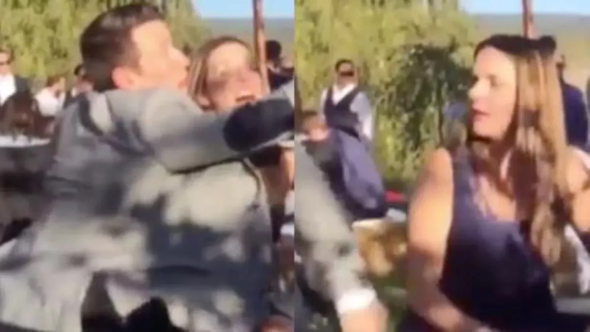 A man humiliates his girlfriend after she catches the bouquet at a wedding