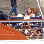 Ben Affleck and Jennifer Lopez moments before Affleck's viral nap