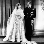Queen Elizabeth II and Prince Philip Mountbatten on their wedding day