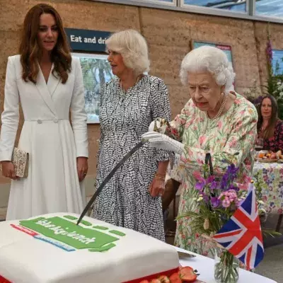 Sword-wielding Queen awes Kate Middleton and Camilla Parker Bowles