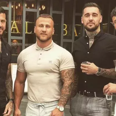 Four lads in jeans