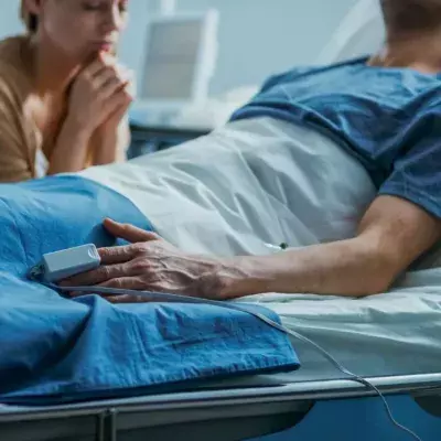 Comatose man in a hospital