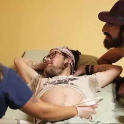 This man gave birth to his first child naturally 