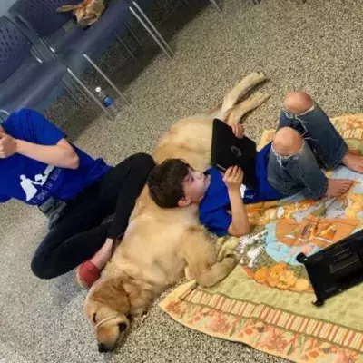 This mother bursts into tears at the sight of her son and his dog