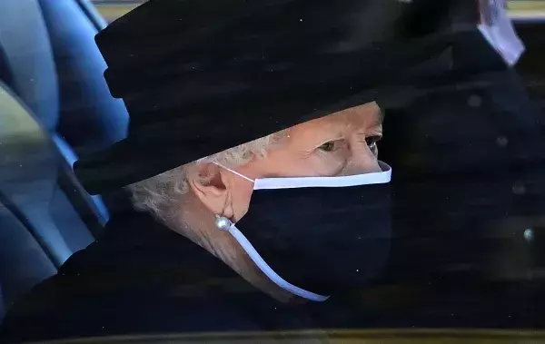 Queen Elizabeth on her way to attend the funeral of her husband Prince Phillip.
