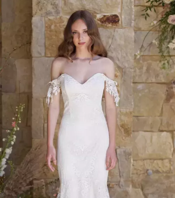 2018 wedding dress: Bardot dress, Claire Pettibone