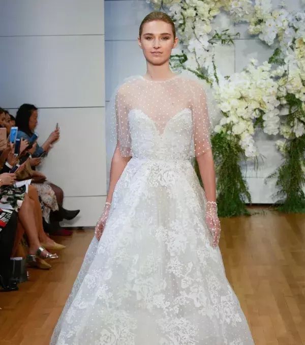 2018 wedding dress: dress with cape, Monique Lhuillier