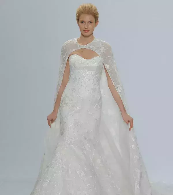 2018 wedding dress: dress with cape, Randy Fenoli