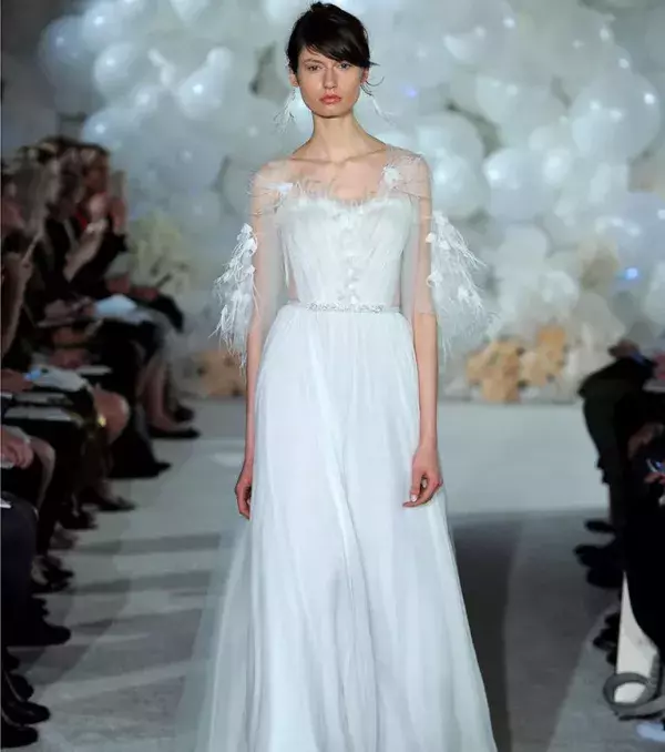 2018 wedding dress: feather dress, Mira Zwillinger