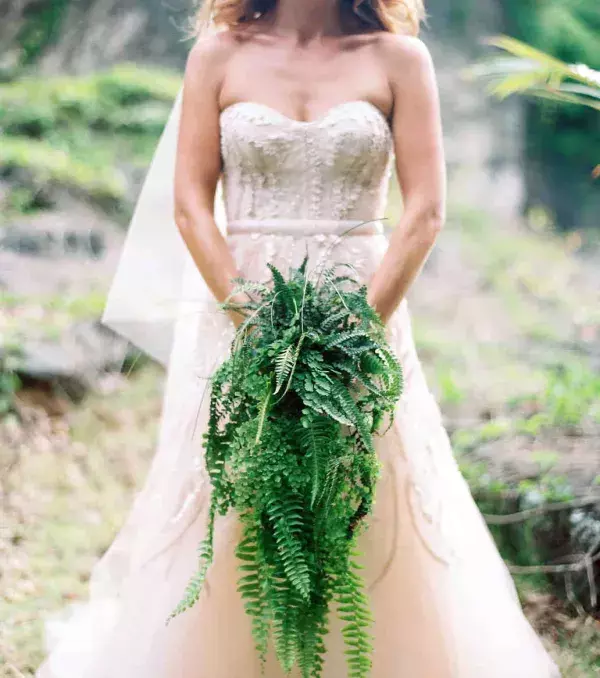 Bridal bouquet: Cascading bouquet without any flowers at all