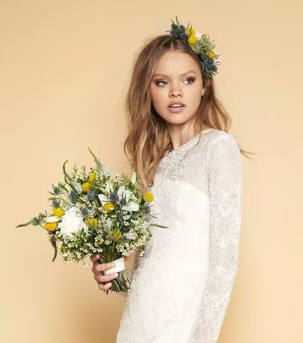 Bridal bouquet: Wild bouquet with a soft touch of yellow flowers