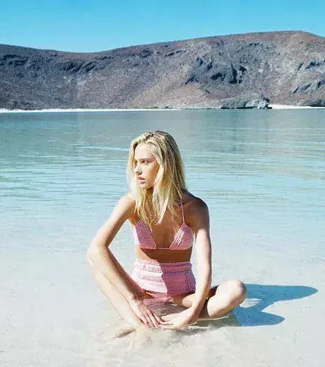 Crochet swimsuits: Try this pink casual bikini. From the store, She Made Me.