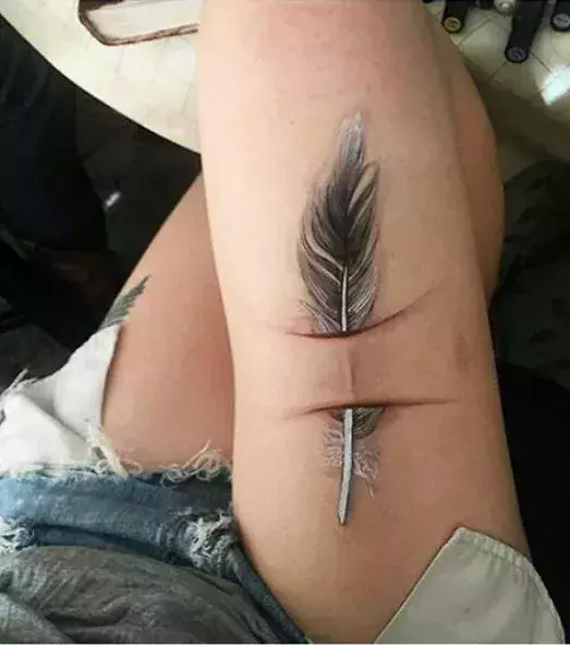 The feather illusion: Illusion patterns create unique body art that will turn heads