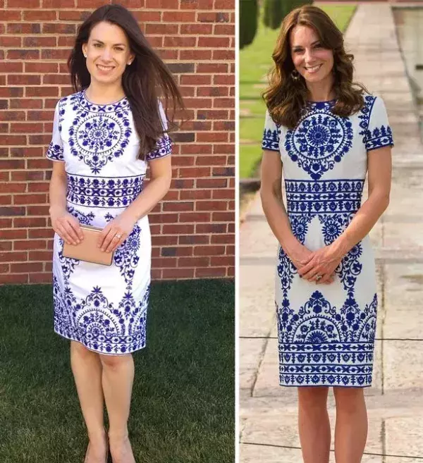 Mallory found a beautiful blue and white dress very similar to Princess Kate for cheap!