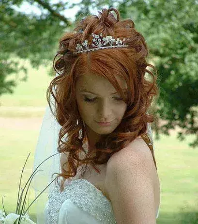 Mid-length wedding hairstyles: Accessorised with a tiara
