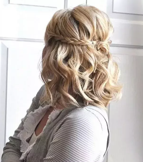 Mid-length wedding hairstyles: Crown braid