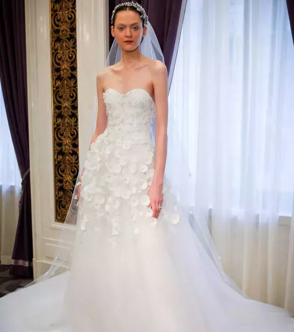 Princess wedding dress with floral tulle - Marchesa