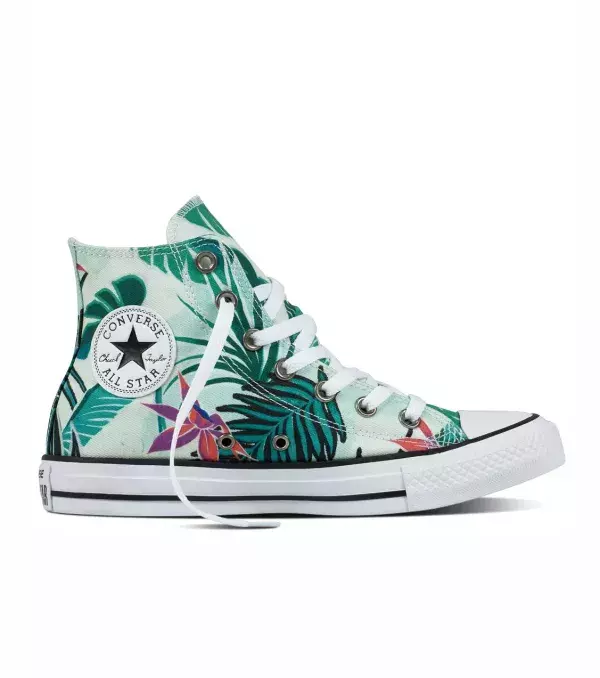 Try the Converse shoes with tropical bright patterns.