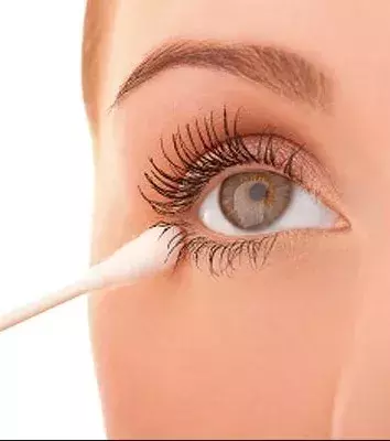 Whenever you need to add creams or makeup close to the eye you should use a cotton swab for precision.