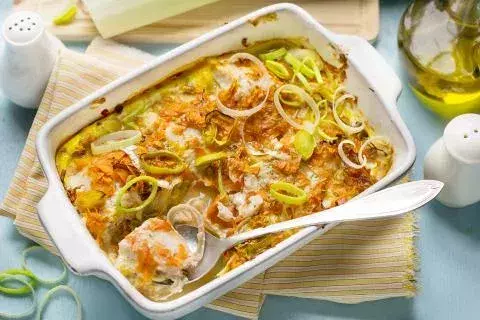 Last but not least, a leek and seafood gratin