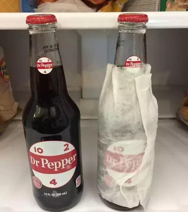 3: Soak a paper towel in cold water then wrap it around your soda or beer. This will help it chill a lot quicker!