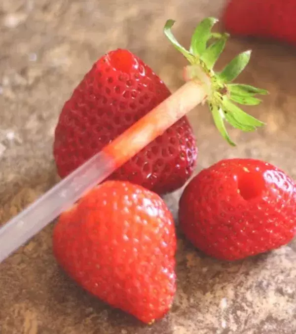 8: Use a piece of straw to remove the stem from your strawberries. It's that simple!