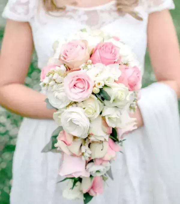 Bridal bouquets: pastel tumbling bouquet