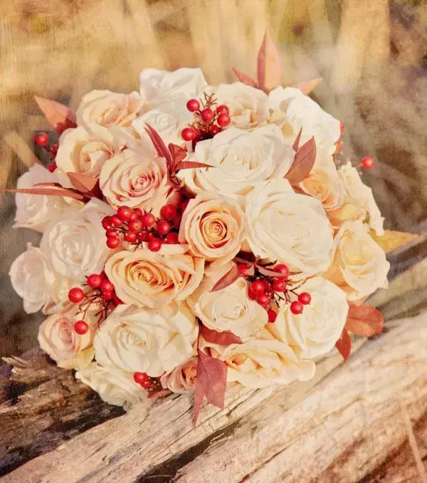 Bridal bouquets: round bouquet with berries