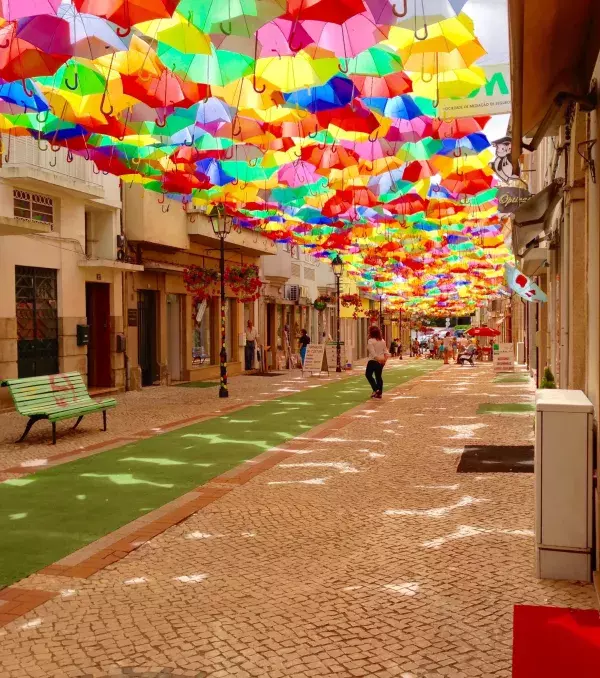 Colourful umbrellas in Águeda (Portugal)