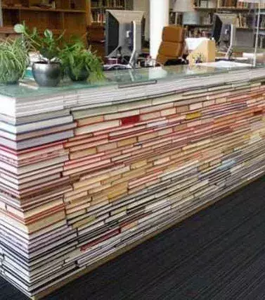 A desk made out of books!
