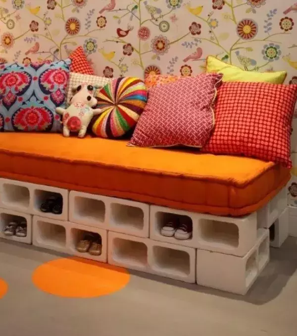 How clever is this? A fun looking bench where you can store your children's shoes.
