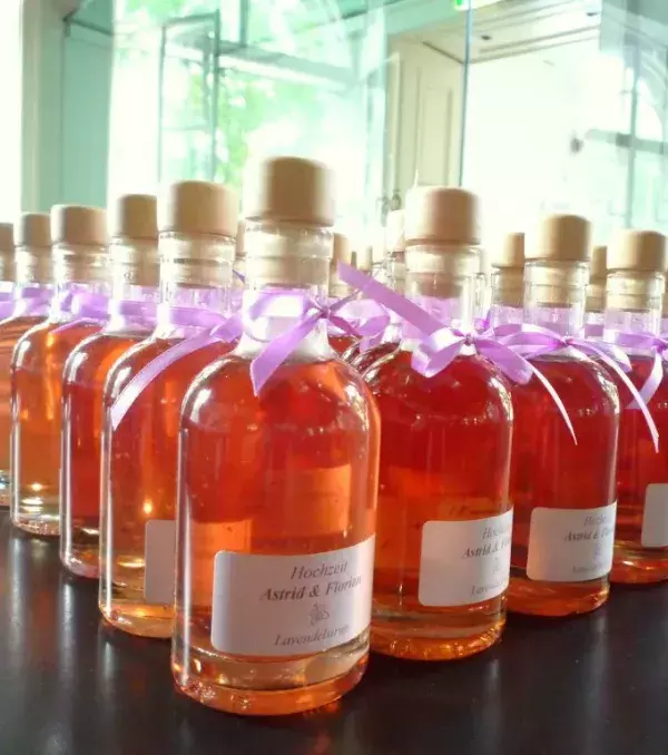 A mini bottle of something locally produced makes for a great wedding favour