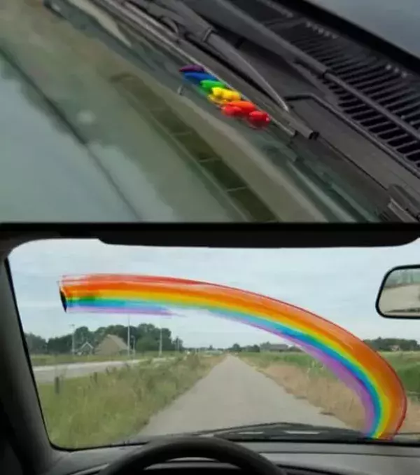 Put rainbow colored paint on your friend's windscreen wipers.