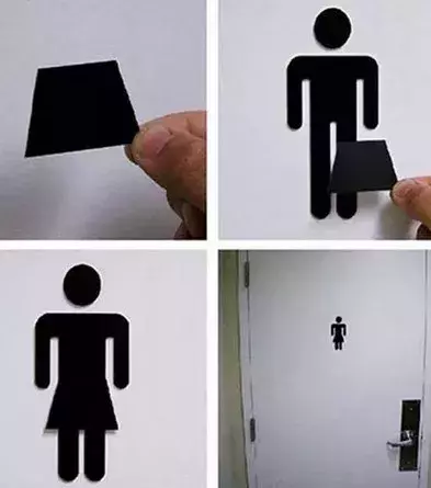 Put a skirt on the male icon on the men’s toilet door. You can do this joke at restaurants or any public restroom!