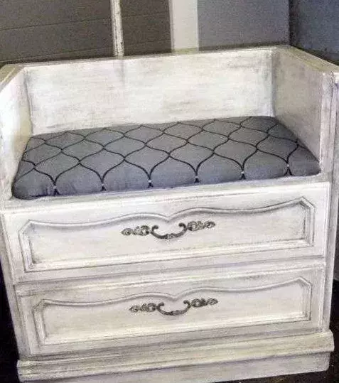A sofa from a chest of drawers.