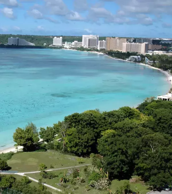 There are many resorts and hotels located along Tumon Beach. The weather is always nice and the beaches are always popular.