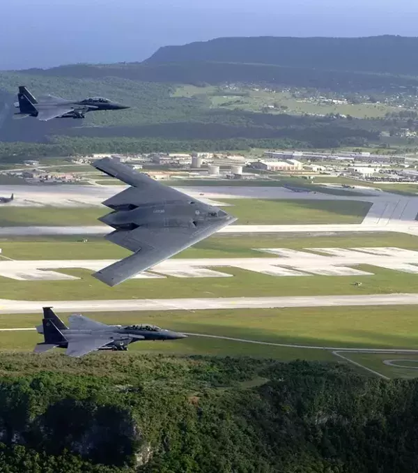 The U.S. Military built a strategic air force base back in 1944. Andersen Air Force base is located in Northern Guam.