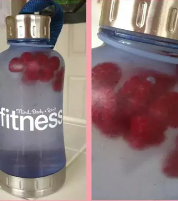 Pop some frozen fruit in your water bottle. It’ll keep your drink cold and add flavour!